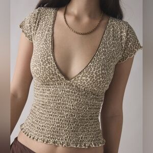 Urban Outfitters Kimchi Blue Only You Smocked Short Sleeve Top